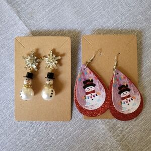 Two Snowmen Earrings Bundle